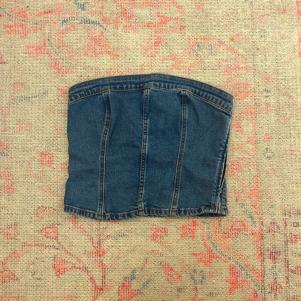 abercrombie & fitch jean strapless top size small